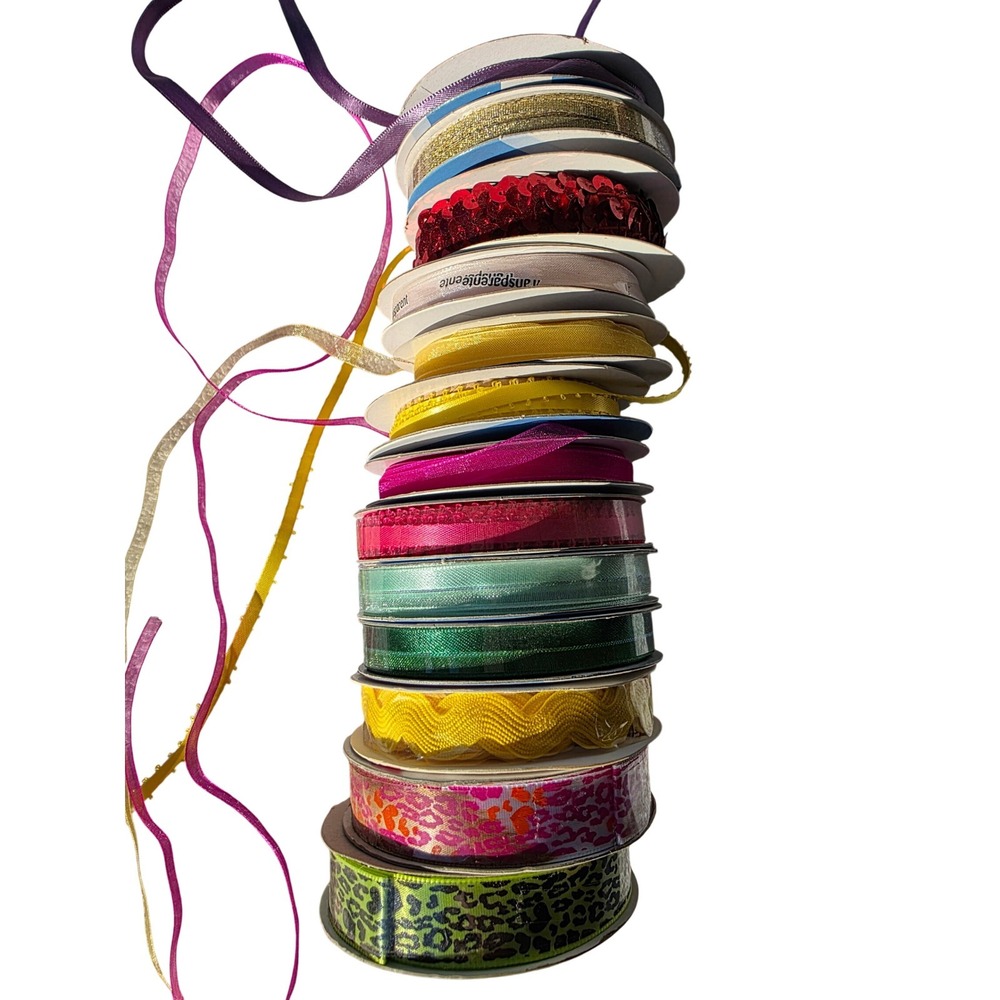 Mixed Ribbon Lot Essentials Ribbon Trends Simplicity Sequin Organdy 14pc A5 - Picture 9 of 16